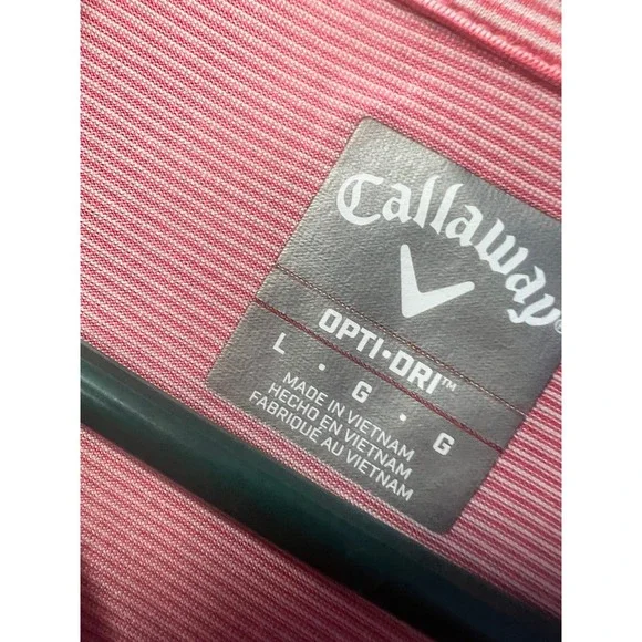 Callaway Opti-Dri Mens Golf Polo Shirt Red White‎ Stripe Short Sleeve Size Large - Picture 3 of 6